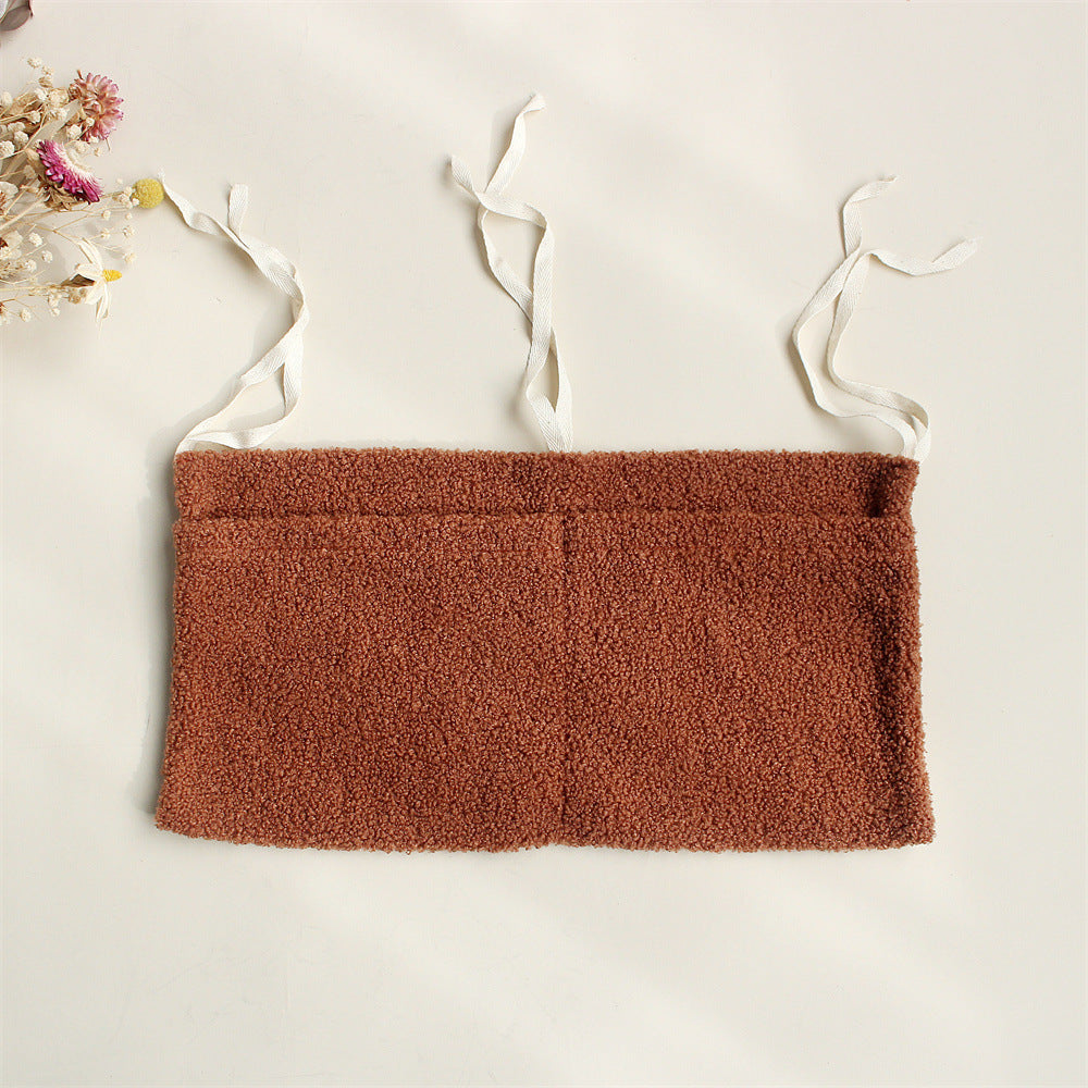 Baby Crib Side Teddy Plush Double Pocket Storage Bag