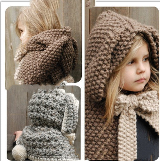 Girls Hats Handmade Kids Winter Hats Wrap Bear