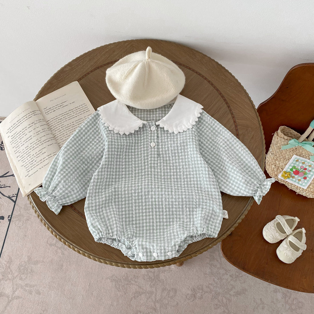 Long Sleeve Bottom-covering Rompers Baby Girl Doll Collar Romper