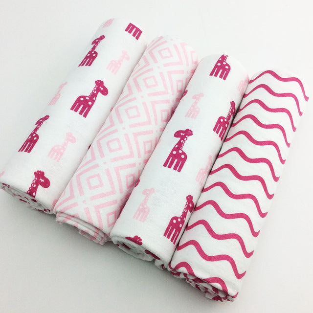 4Pcs Cotton Receiving Blanket Swaddle