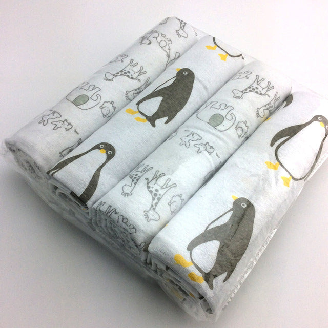 4Pcs Cotton Receiving Blanket Swaddle