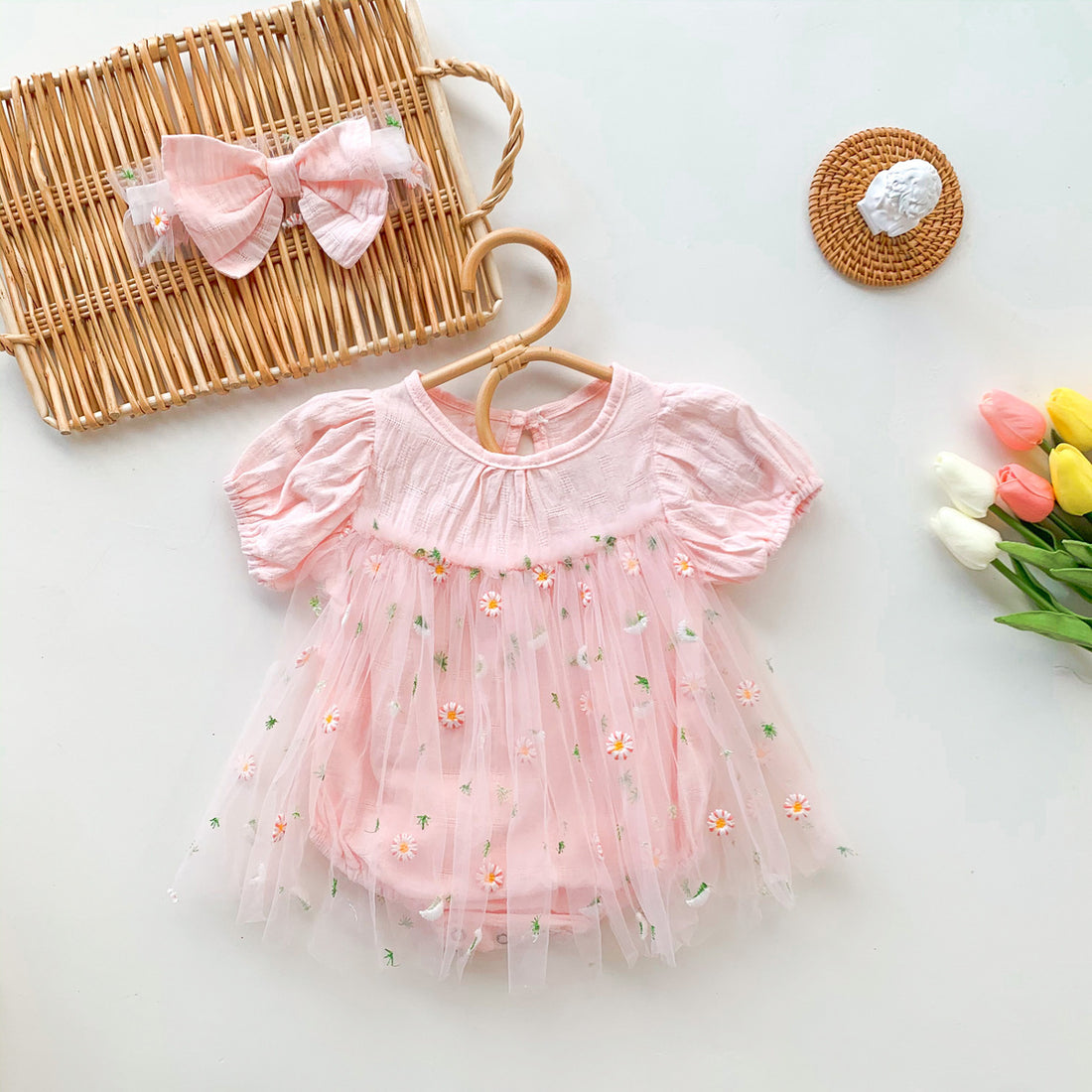 Ins Baby Short-sleeved One-piece Romper Girl