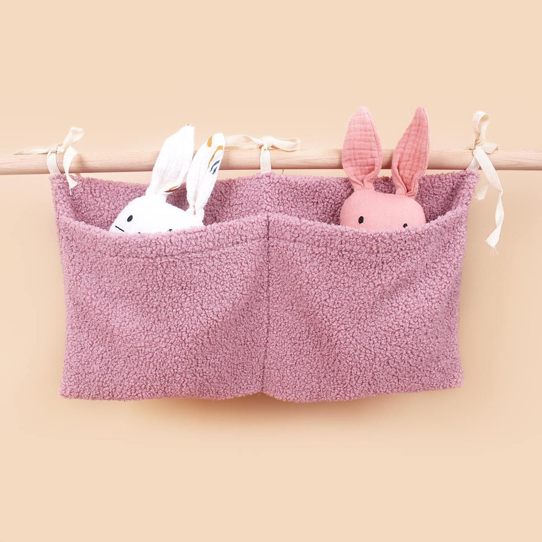 Baby Crib Side Teddy Plush Double Pocket Storage Bag