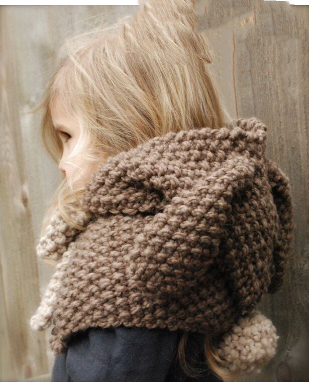 Girls Hats Handmade Kids Winter Hats Wrap Bear