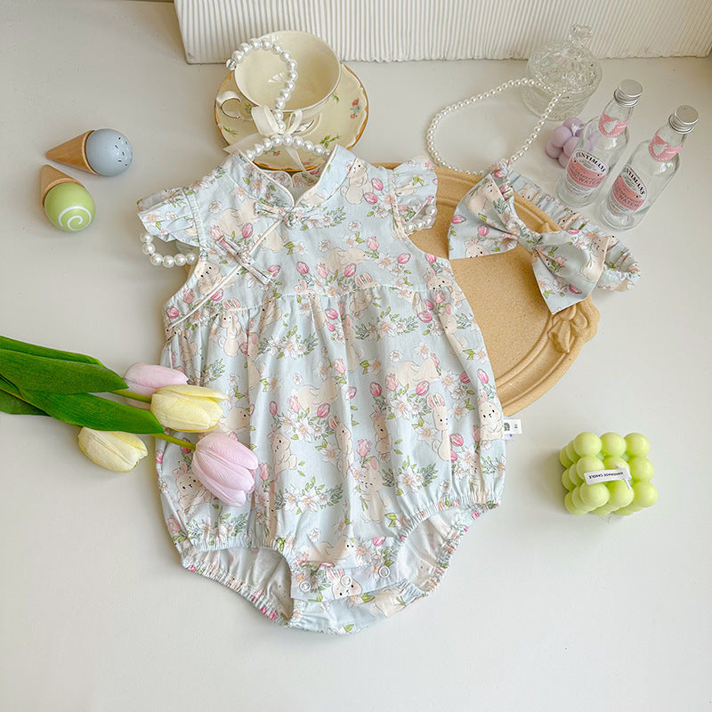 Creative Baby Girl Printed Cheongsam Romper