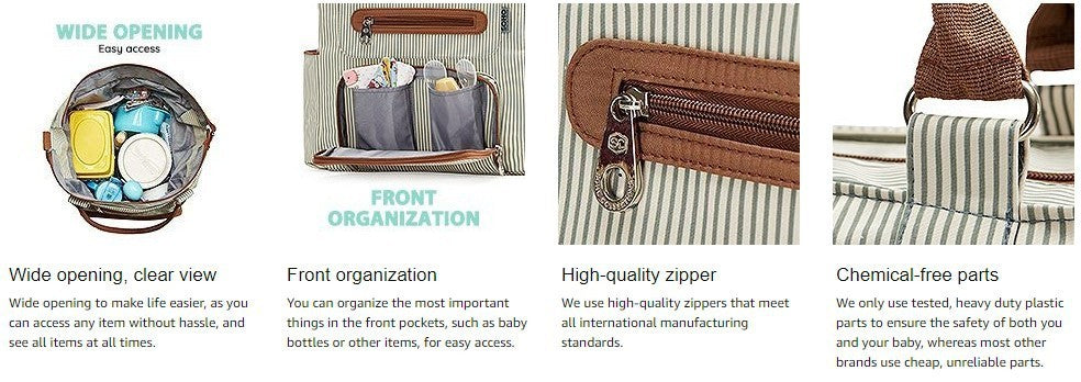 Large capacity diaper bag for baby & mom