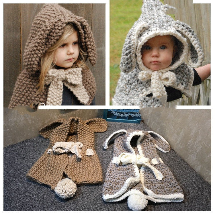 Girls Hats Handmade Kids Winter Hats Wrap Bear