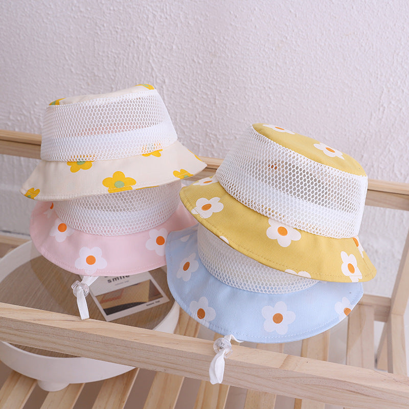 Floral Baby Bucket Hat Kids Accessories Mesh