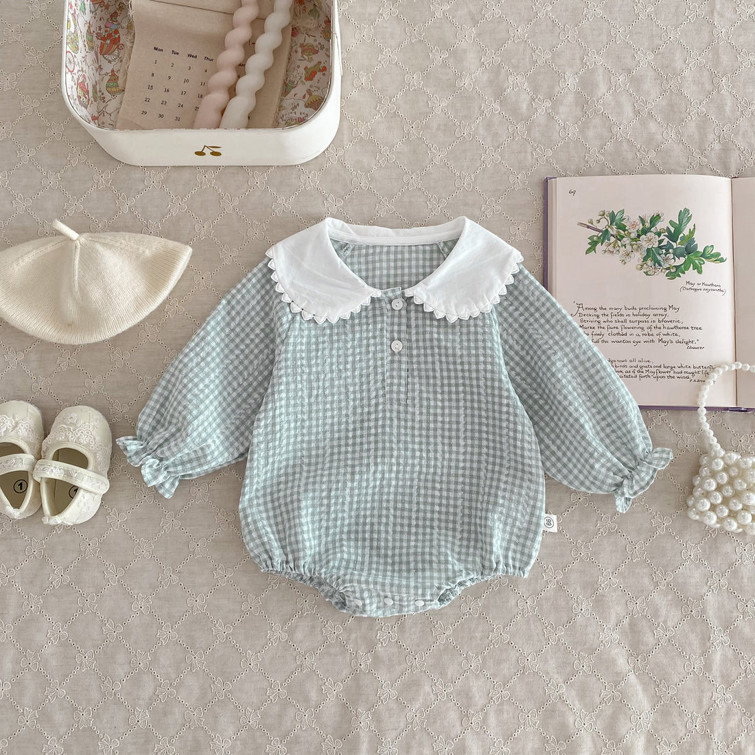 Long Sleeve Bottom-covering Rompers Baby Girl Doll Collar Romper