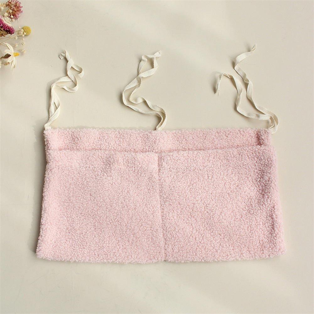 Baby Crib Side Teddy Plush Double Pocket Storage Bag