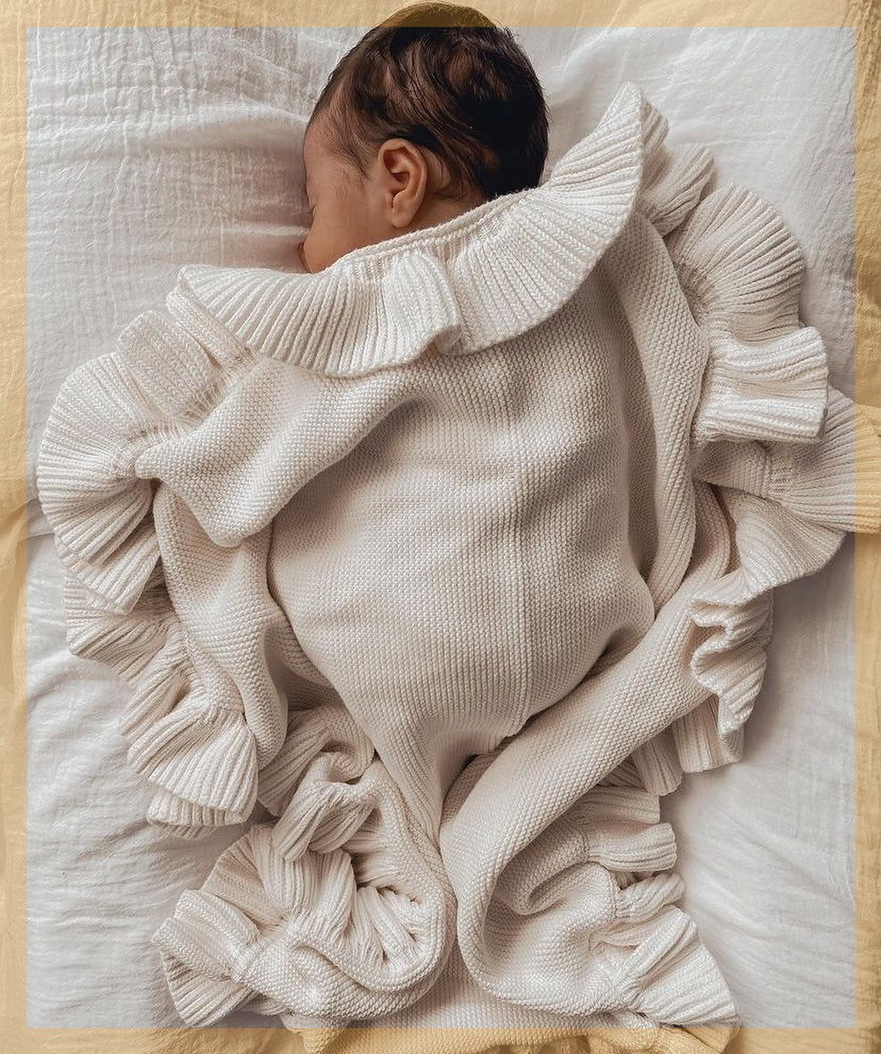 Knitted Baby Newborn Swaddle Wrap Ruffle