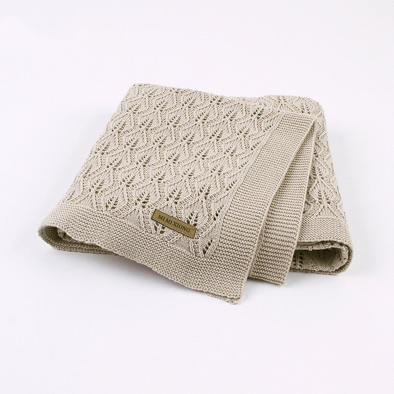 Baby Blanket Knitted Leaves Hollow Blanket - Bright Cubb