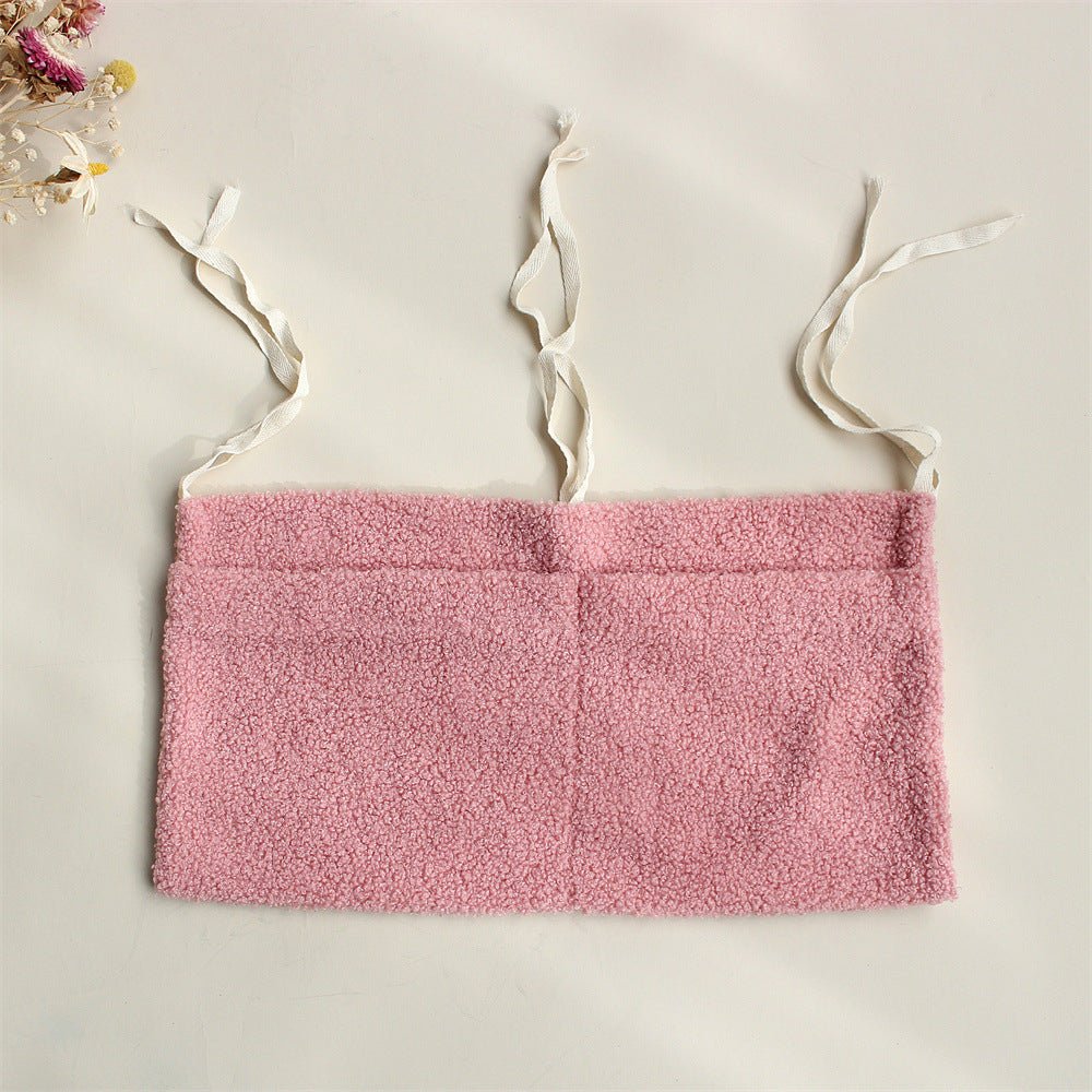 Baby Crib Side Teddy Plush Double Pocket Storage Bag - Bright Cubb