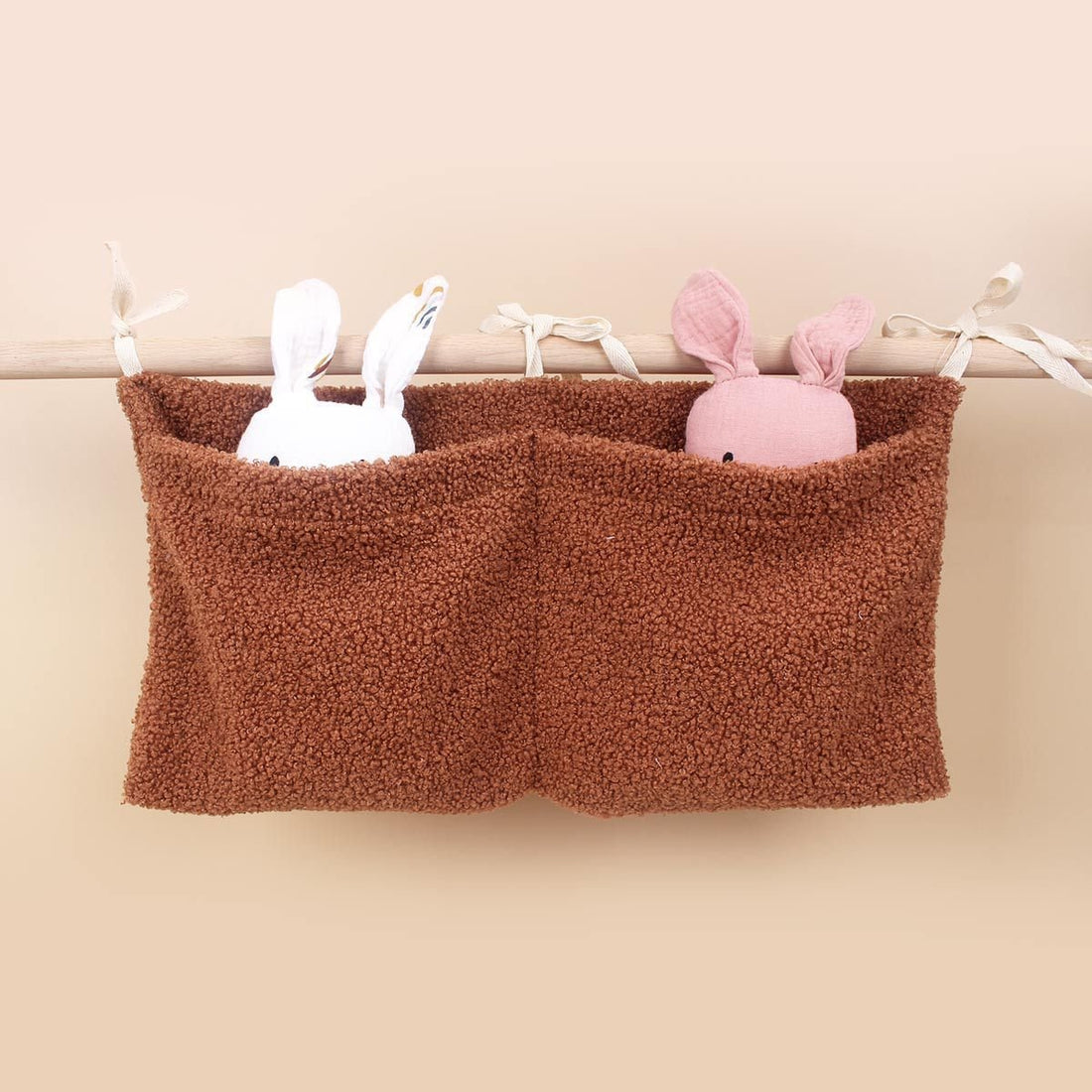 Baby Crib Side Teddy Plush Double Pocket Storage Bag - Bright Cubb
