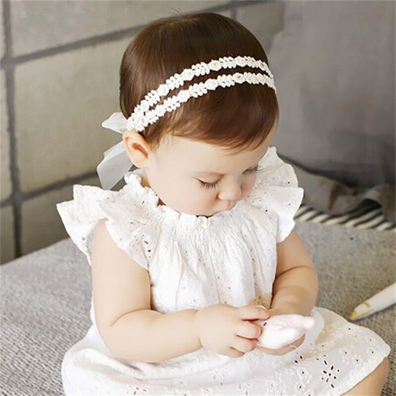 Baby Girls Cute Bow - knot Headband Soft Lace - Bright Cubb