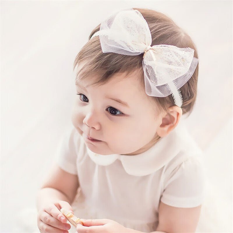 Baby Girls Cute Bow - knot Headband Soft Lace - Bright Cubb