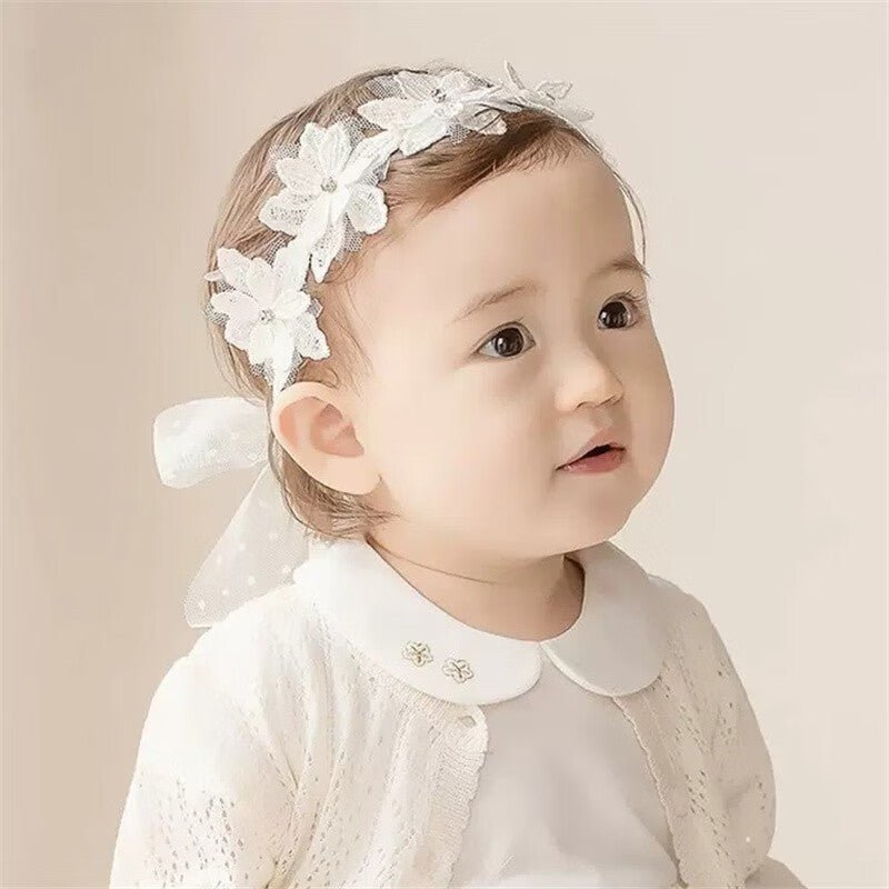 Baby Girls Cute Bow - knot Headband Soft Lace - Bright Cubb