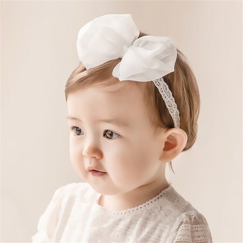 Baby Girls Cute Bow - knot Headband Soft Lace - Bright Cubb