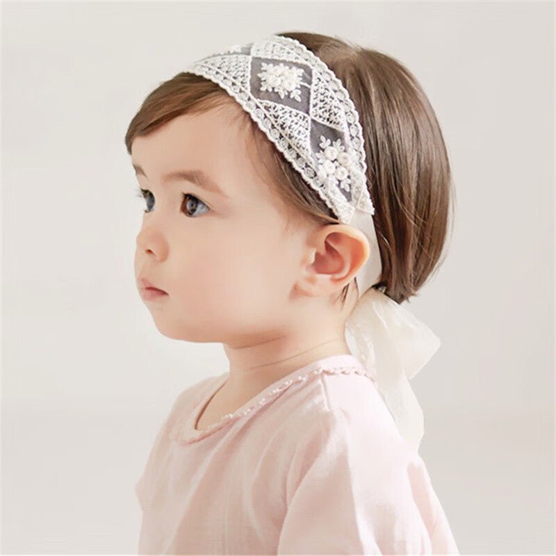 Baby Girls Cute Bow - knot Headband Soft Lace - Bright Cubb