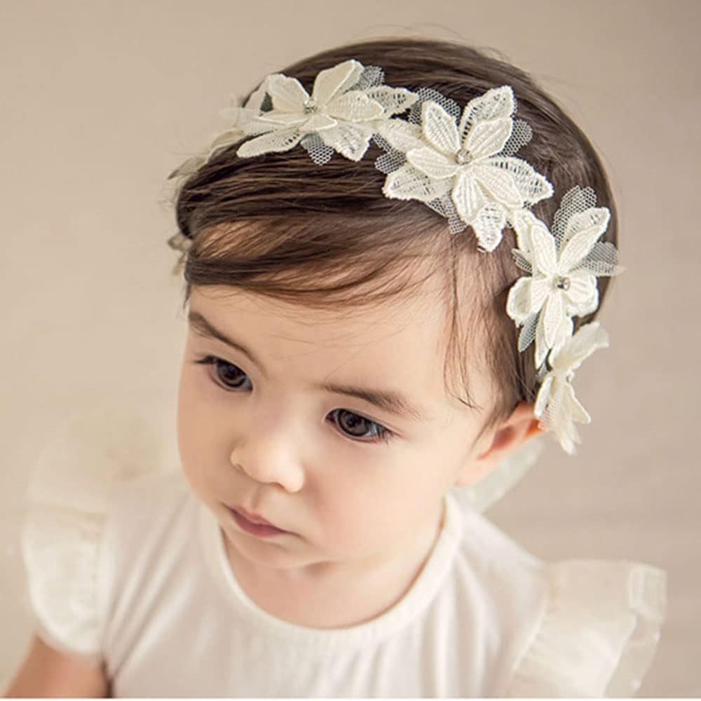 Baby Girls Cute Bow - knot Headband Soft Lace - Bright Cubb