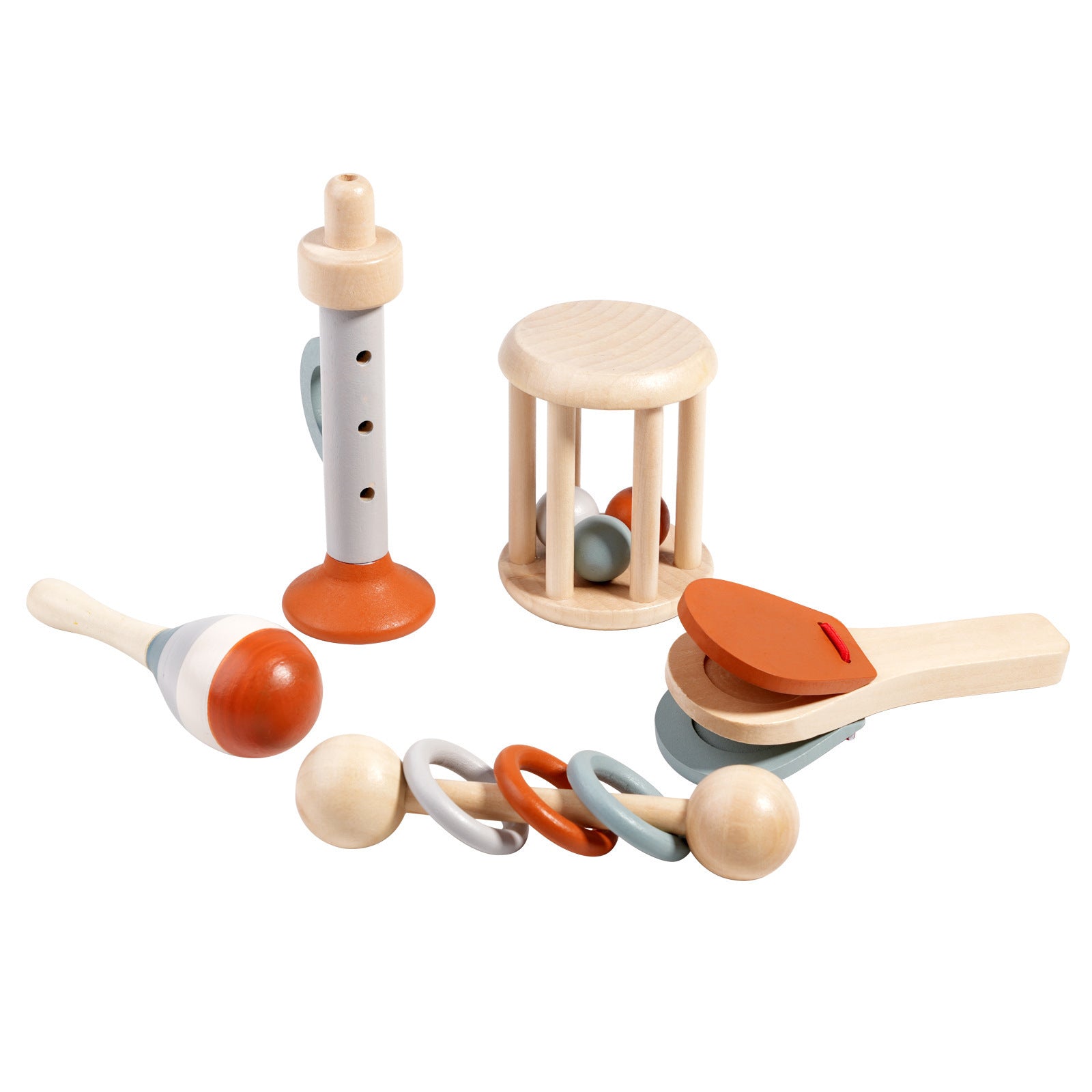 Baby Rattle Early Education Wooden Toys - Bright Cubb