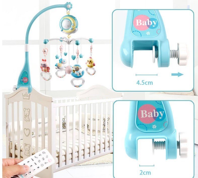 Baby Rattles Crib Mobiles Toy Holder Rotating - Bright Cubb