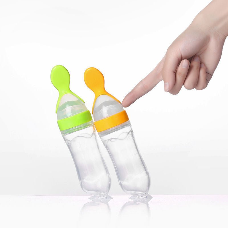 Baby Rice Paste Spoon Feeding Bottle Silicone - Bright Cubb