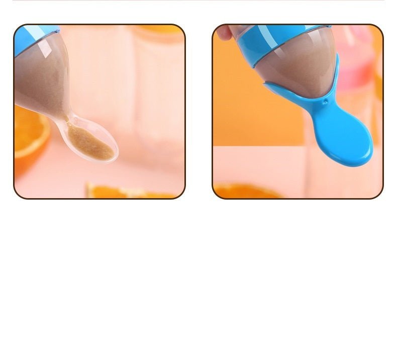 Baby Rice Paste Spoon Feeding Bottle Silicone - Bright Cubb