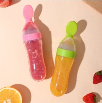 Baby Rice Paste Spoon Feeding Bottle Silicone - Bright Cubb