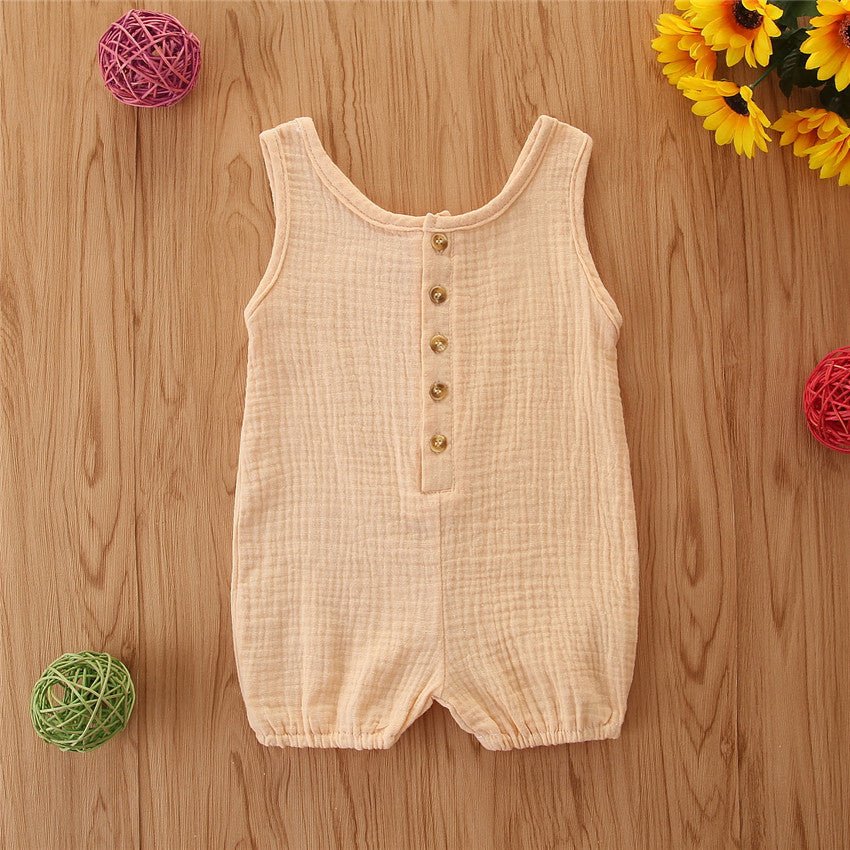 Baby Rompers Sleeveless Solid Color Cotton - Bright Cubb