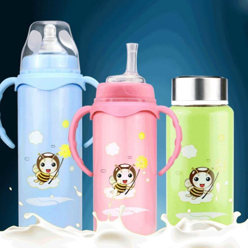 Baby stainless steel insulated feeding bottle - Bright Cubb