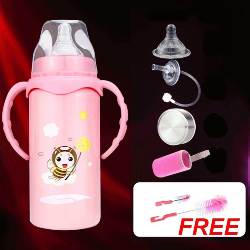 Baby stainless steel insulated feeding bottle - Bright Cubb