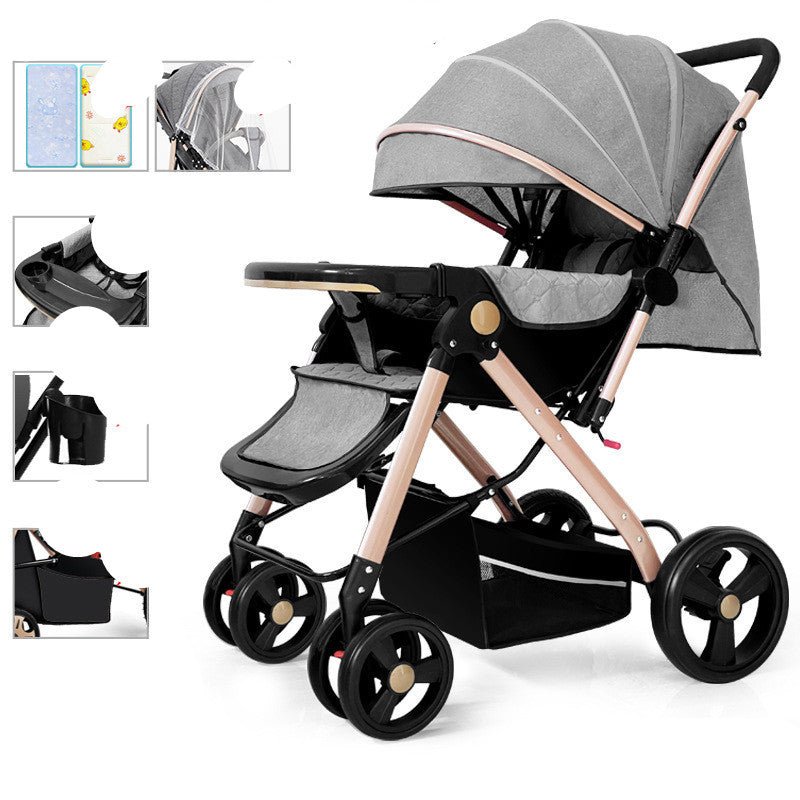 Baby Strollers Can Sit Or Lie Down And Fold Lightly To Absorb Shock - Bright Cubb