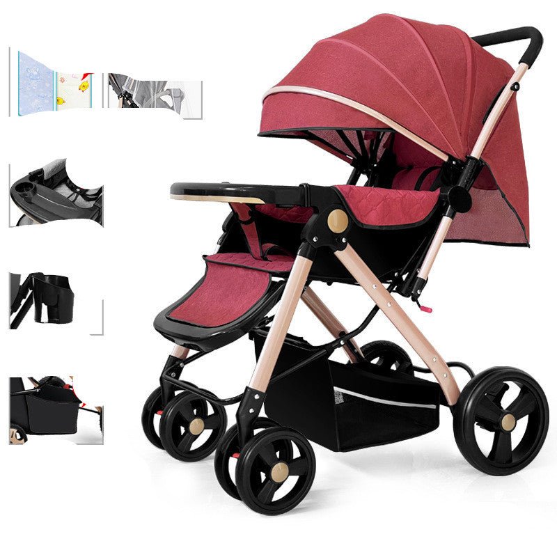 Baby Strollers Can Sit Or Lie Down And Fold Lightly To Absorb Shock - Bright Cubb