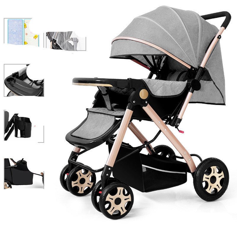 Baby Strollers Can Sit Or Lie Down And Fold Lightly To Absorb Shock - Bright Cubb