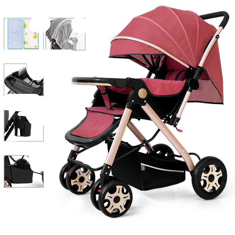 Baby Strollers Can Sit Or Lie Down And Fold Lightly To Absorb Shock - Bright Cubb