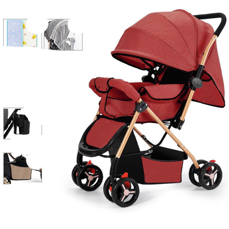 Baby Strollers Can Sit Or Lie Down And Fold Lightly To Absorb Shock - Bright Cubb