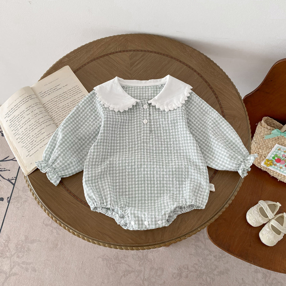 Long Sleeve Bottom-covering Rompers Baby Girl Doll Collar Romper