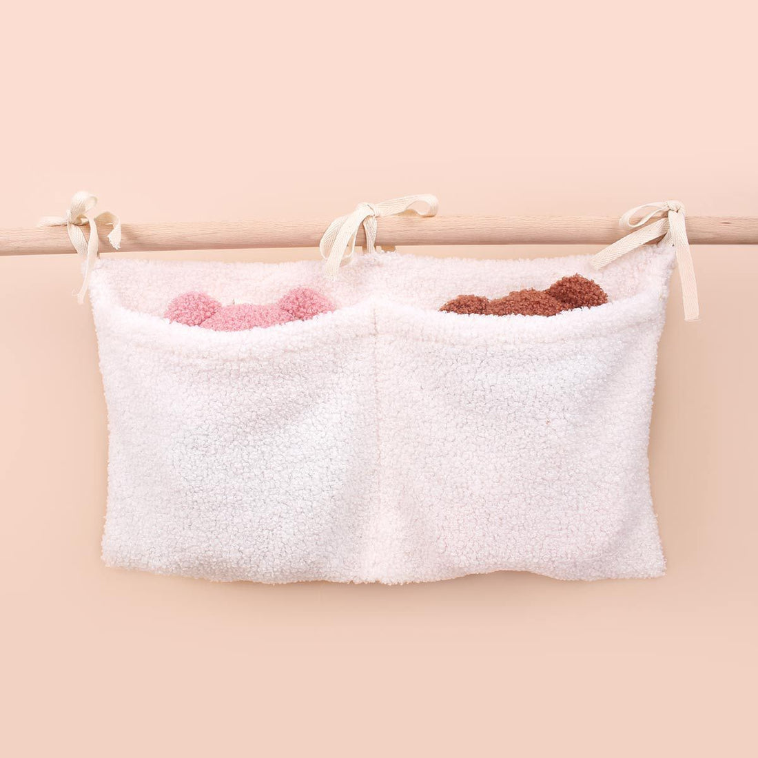 Baby Crib Side Teddy Plush Double Pocket Storage Bag
