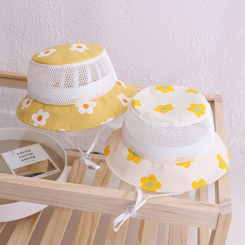 Floral Baby Bucket Hat Kids Accessories Mesh