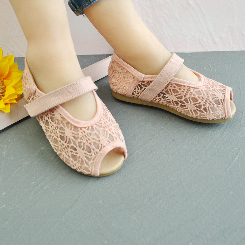 Hollow Lace Flat Girls Net Shoes Korean Version