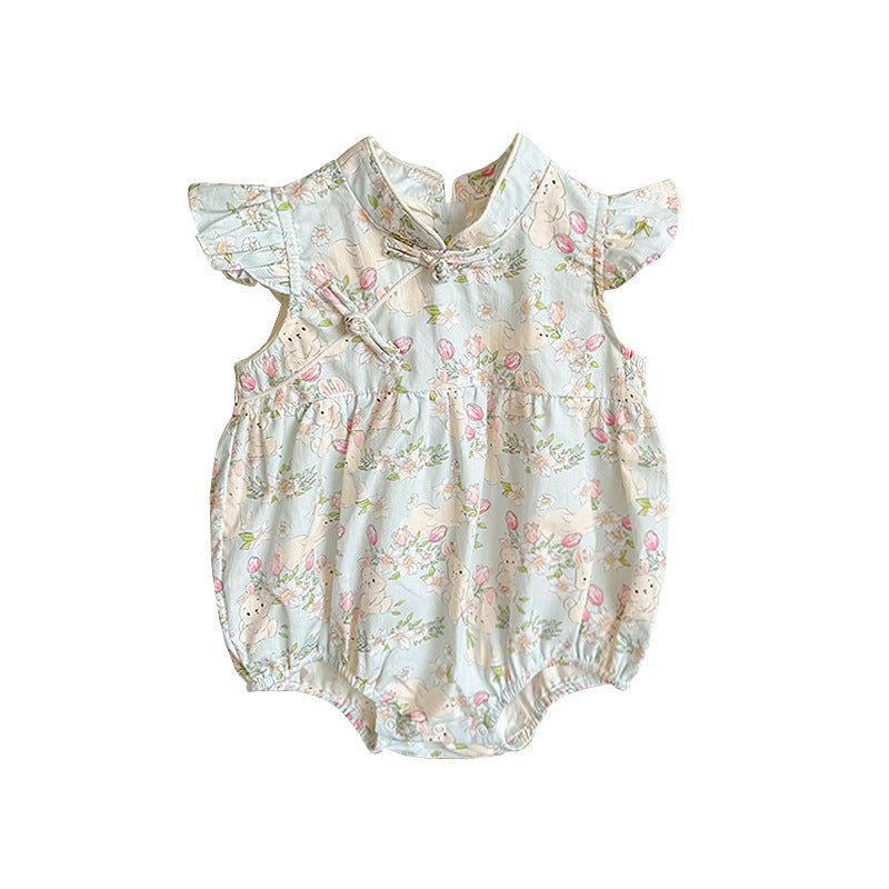 Creative Baby Girl Printed Cheongsam Romper