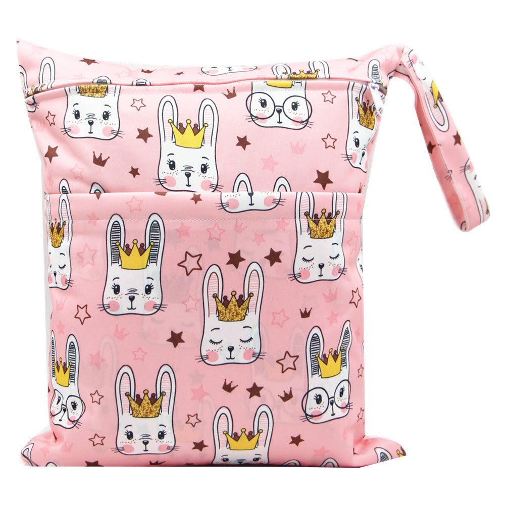 Double Zipper Printing Waterproof Diaper Bag - Bright Cubb