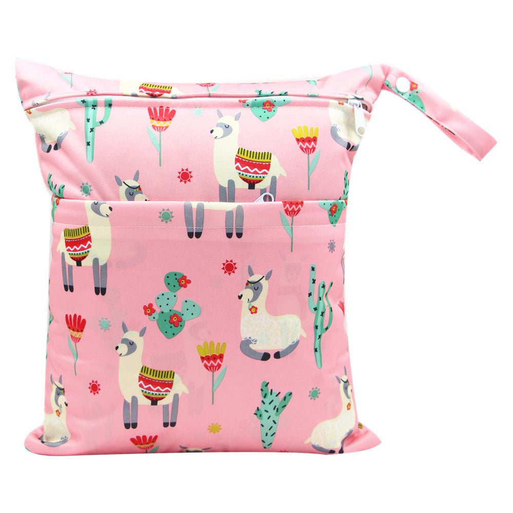 Double Zipper Printing Waterproof Diaper Bag - Bright Cubb