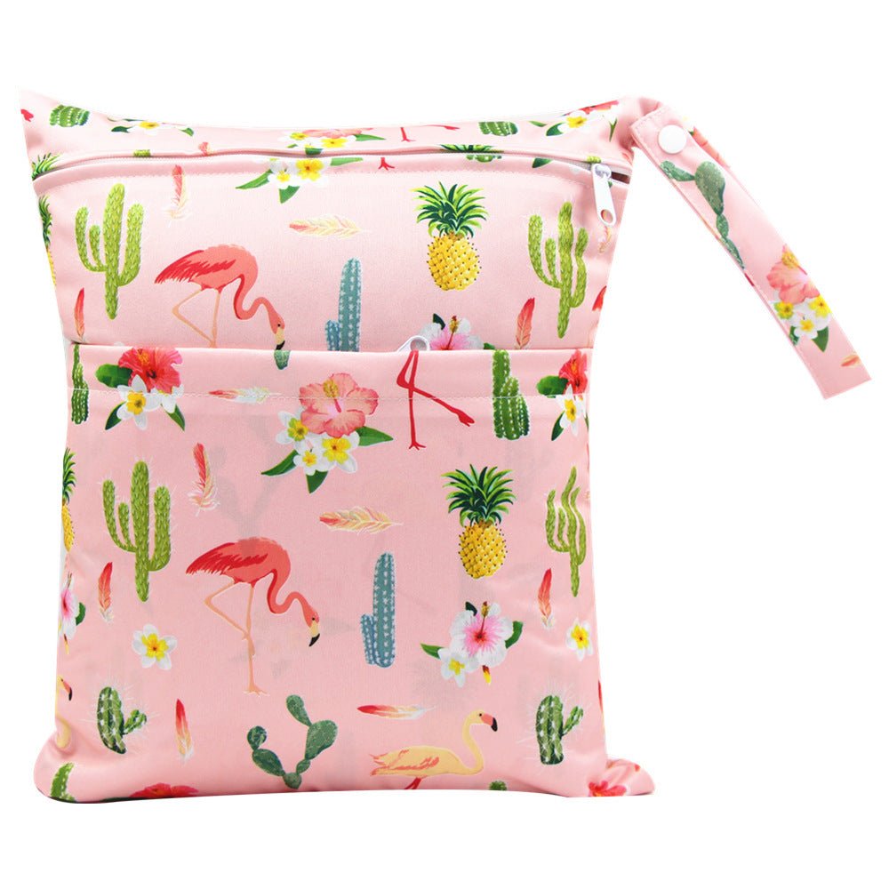 Double Zipper Printing Waterproof Diaper Bag - Bright Cubb