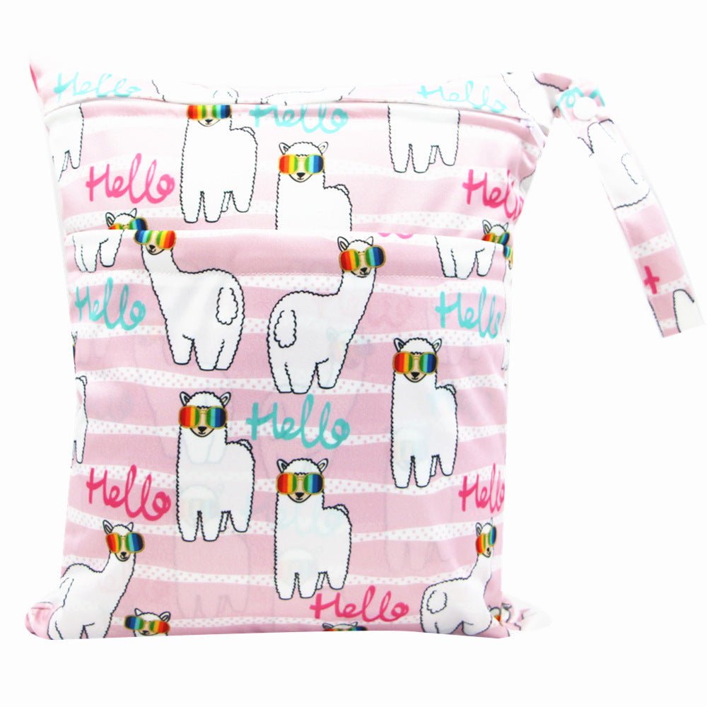 Double Zipper Printing Waterproof Diaper Bag - Bright Cubb