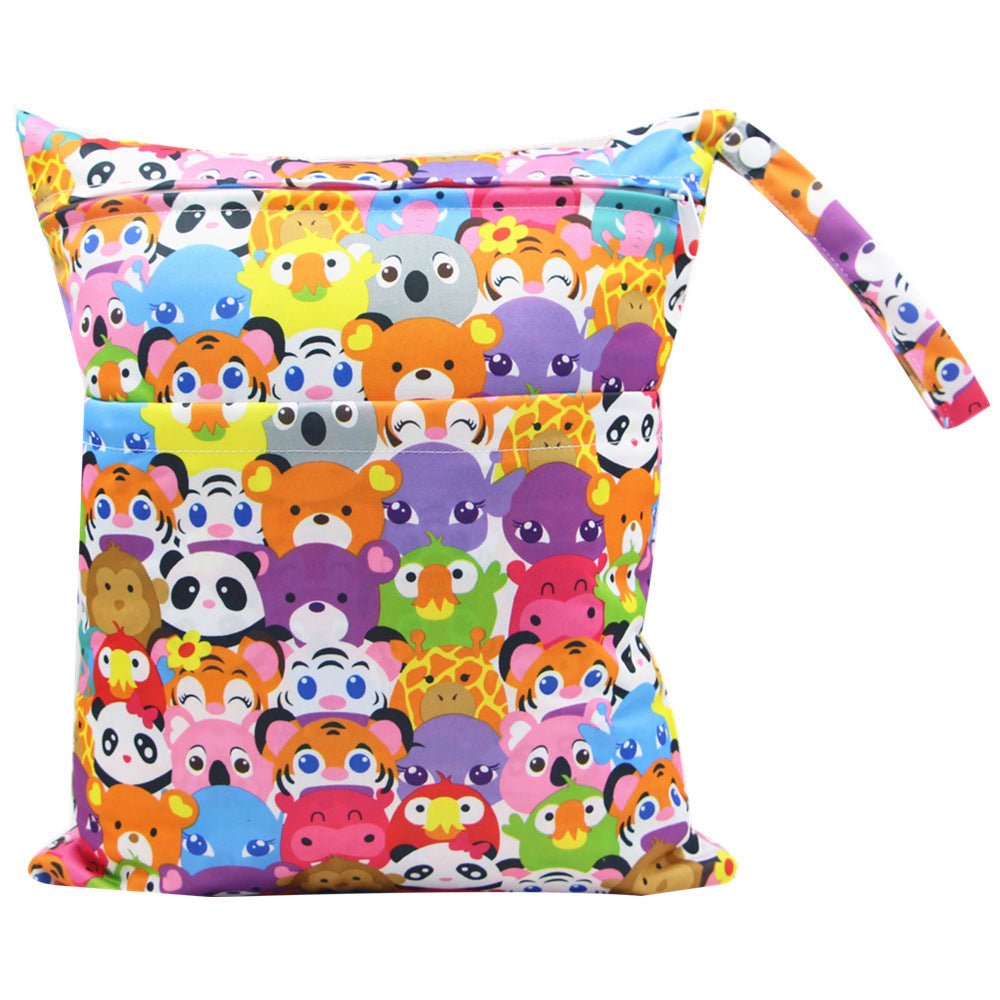 Double Zipper Printing Waterproof Diaper Bag - Bright Cubb
