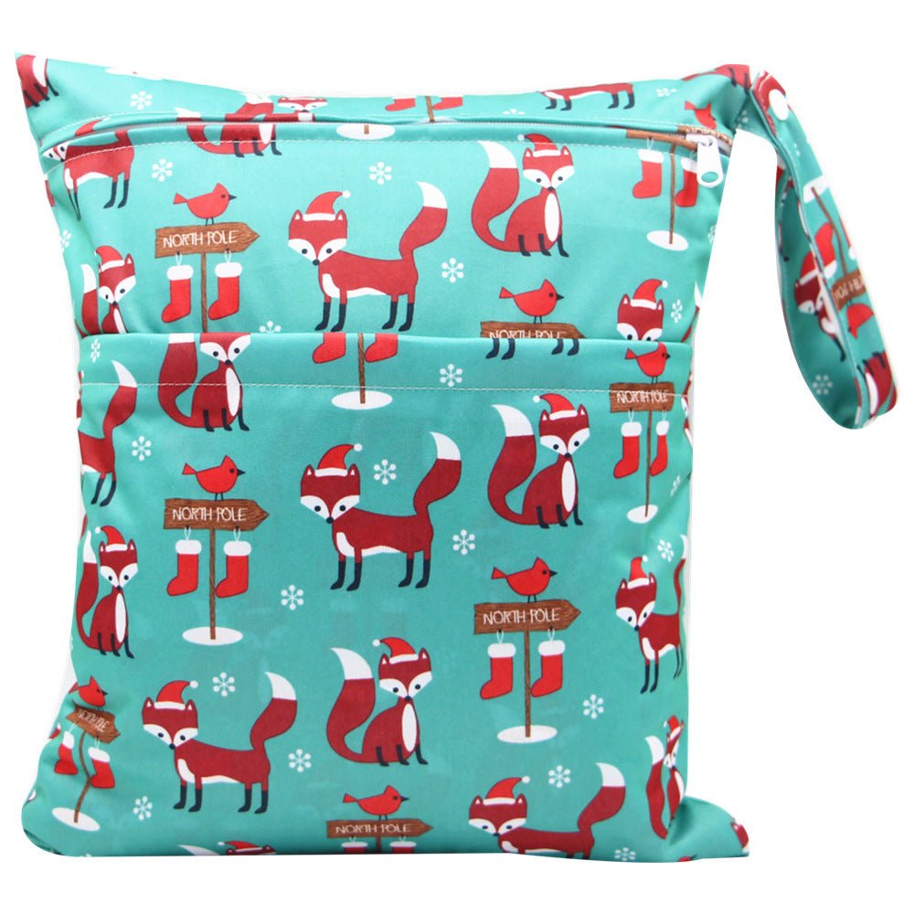 Double Zipper Printing Waterproof Diaper Bag - Bright Cubb