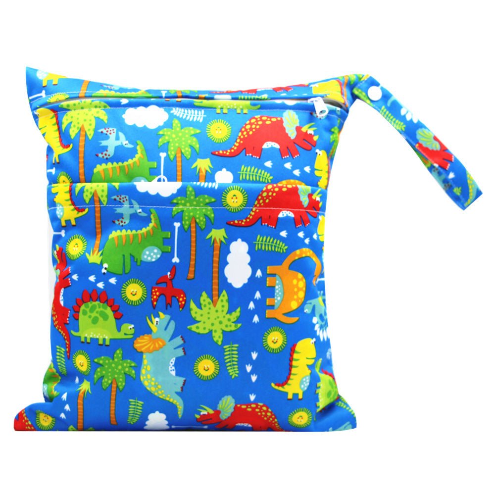 Double Zipper Printing Waterproof Diaper Bag - Bright Cubb