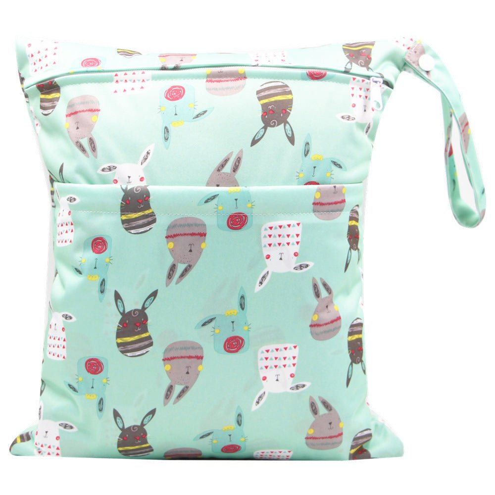 Double Zipper Printing Waterproof Diaper Bag - Bright Cubb